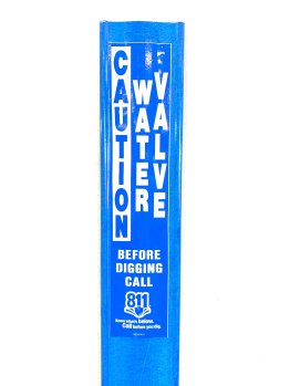 66" BLUE MARKER "WATER VALVE" W/ DECAL APPLIED