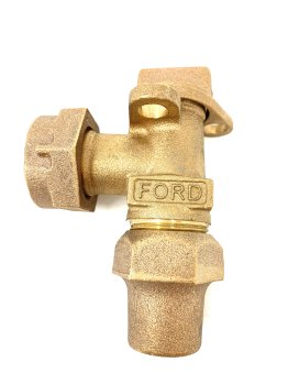 FORD BRASS ANGLE CURB STOP 3/4" #KV23-332W-NL FLARE X METER SWIVEL