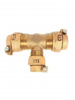 FORD BRASS TEE 1" X 3/4" #T444-443-NL CTS X CTS X CTS